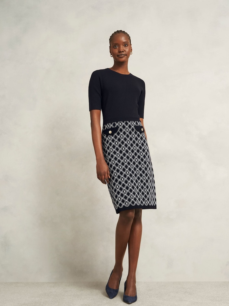 Hobbs Blue Perrie Knitted Dress - Image 1 of 4