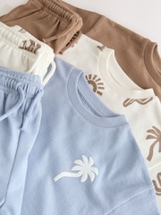 Neutral/Blue/White Cactus Short Sleeve T-Shirt and Shorts Set 3 Pack (3mths-7yrs) - Image 11 of 11