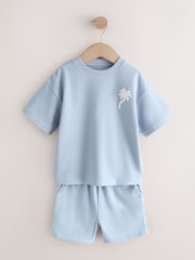 Neutral/Blue/White Cactus Short Sleeve T-Shirt and Shorts Set 3 Pack (3mths-7yrs) - Image 5 of 11