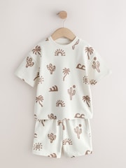 Neutral/Blue/White Cactus Short Sleeve T-Shirt and Shorts Set 3 Pack (3mths-7yrs) - Image 6 of 11