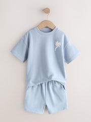 Neutral/Blue/White Cactus Short Sleeve T-Shirt and Shorts Set 3 Pack (3mths-7yrs) - Image 8 of 11