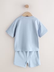 Neutral/Blue/White Cactus Short Sleeve T-Shirt and Shorts Set 3 Pack (3mths-7yrs) - Image 9 of 11