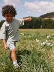 Sage Green Textured Short Sleeve T-Shirt and Shorts Set (3mths-7yrs) - Image 2 of 6
