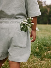Sage Green Textured Short Sleeve T-Shirt and Shorts Set (3mths-7yrs) - Image 5 of 6