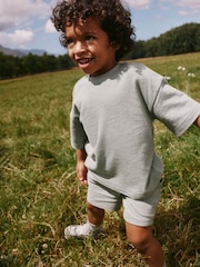 Sage Green Textured Short Sleeve T-Shirt and Shorts Set (3mths-7yrs) - Image 6 of 6
