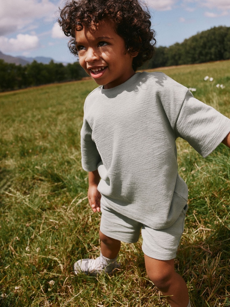 Sage Green Textured Short Sleeve T-Shirt and Shorts Set (3mths-7yrs) - Image 6 of 6 Sage Green Textured Short Sleeve T-Shirt and Shorts Set (3mths-7yrs) - Image 6 of 6