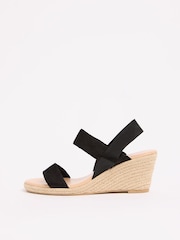 Faux Suede Black - Friends Like These Elastic Low Espadrille Wedge Comfort Casual Sandals - 5এর মধ্যে 5 ছবি