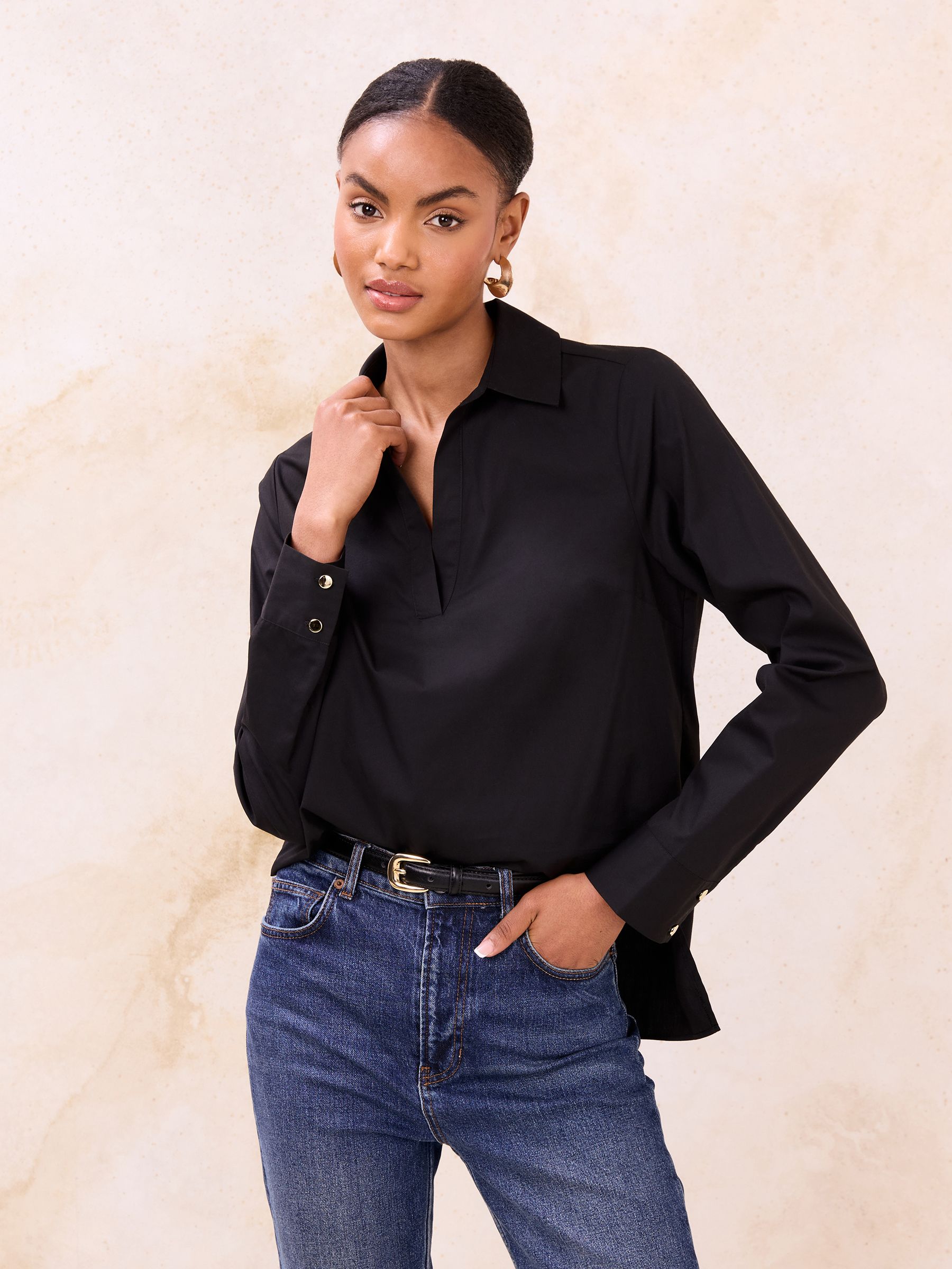 Buy Lipsy Black Poplin V-Neck Shirt from the Next UK online shop