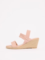 Faux Suede Nude - Friends Like These Elastic Low Espadrille Wedge Comfort Casual Sandals - 5এর মধ্যে 5 ছবি