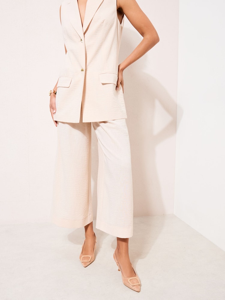 Friends Like These Faux Suede Nude Wide Fit Buckle Detail Slingback Kitten Heel Smart Court Shoes - Image 2 of 5