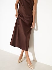 Friends Like These Gold Faux Leather Cut Out Pointed Toe Bow Detail Slingback Occasion Court Shoes - Image 4 of 5