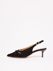 Friends Like These Black Faux Suede Cut Out Pointed Toe Bow Detail Slingback Occasion Court Shoes - Image 5 of 5