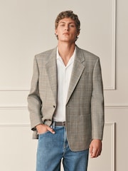 Taupe Brown Archive Wool Blend Check Blazer - Image 1 of 14