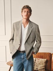 Taupe Brown Archive Wool Blend Check Blazer - Image 3 of 14