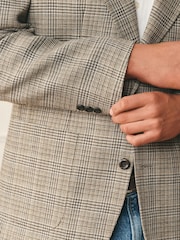 Taupe Brown Archive Wool Blend Check Blazer - Image 7 of 14