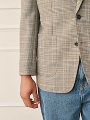 Taupe Brown Archive Wool Blend Check Blazer - Image 8 of 14