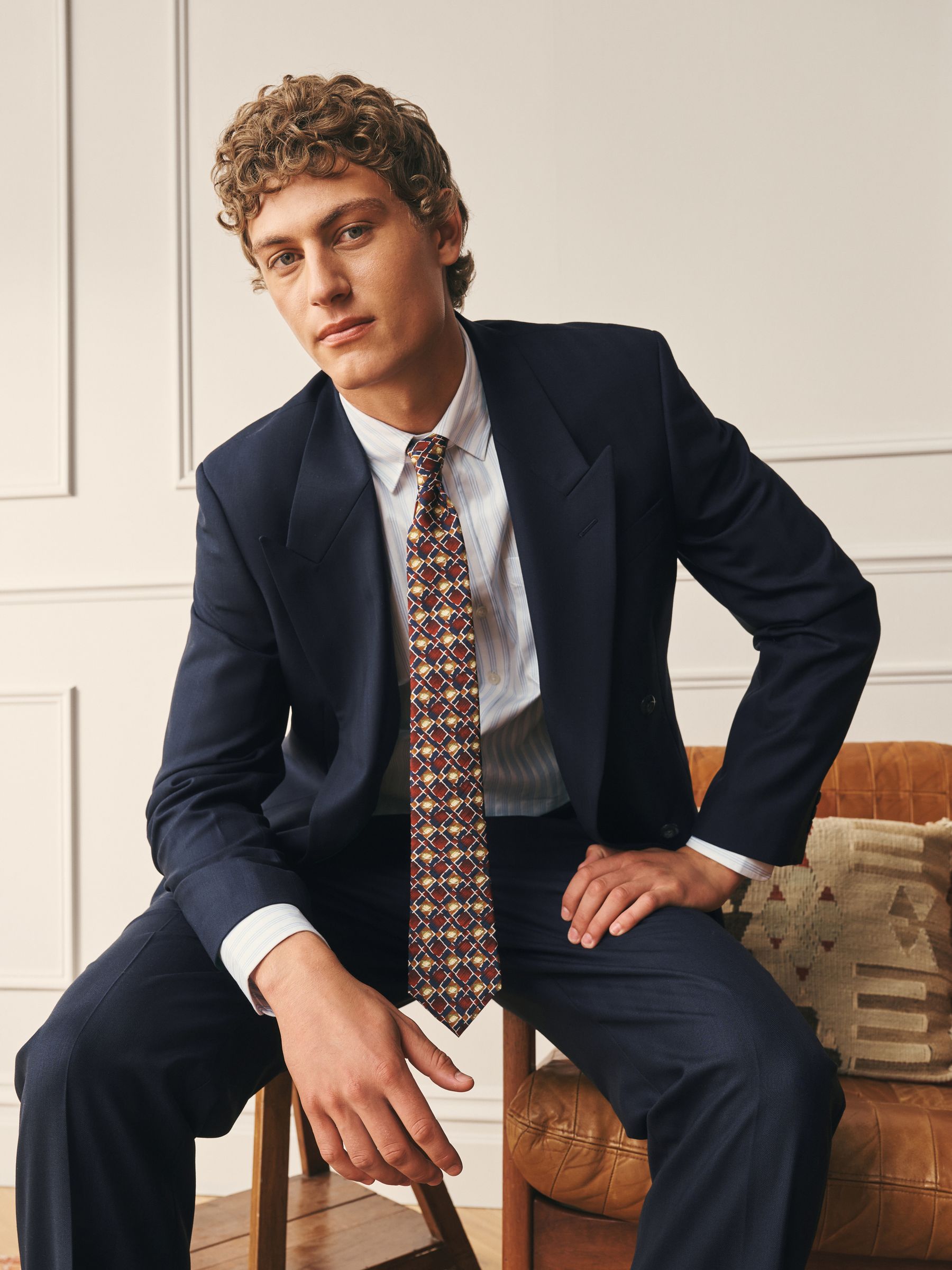 Buy Navy Relaxed Fit Archive Wool Blend Herringbone Texture Suit Buy Navy Relaxed Fit Archive Wool Blend Herringbone Texture Suit