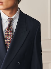 Navy Archive Wool Blend Herringbone Texture Suit Jacket - Image 5 of 14