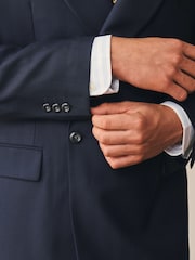 Navy Archive Wool Blend Herringbone Texture Suit Jacket - Image 6 of 14