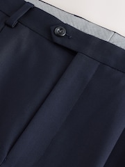Navy Blue Archive Wool Blend Herringbone Texture Pleated Suit Trousers - Image 10 of 11