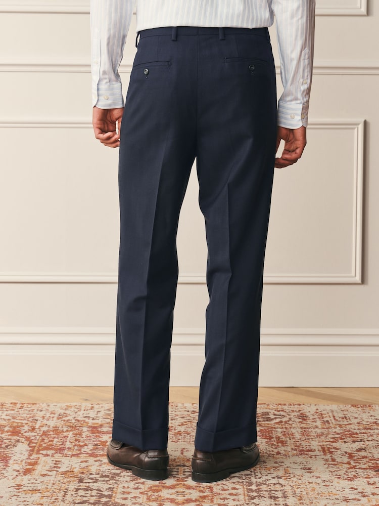 mens navy blue pleated dress pants Men's Dark Navy Blue High-Waisted Relaxed Fit Pleated Pants - Wessi  Wessi