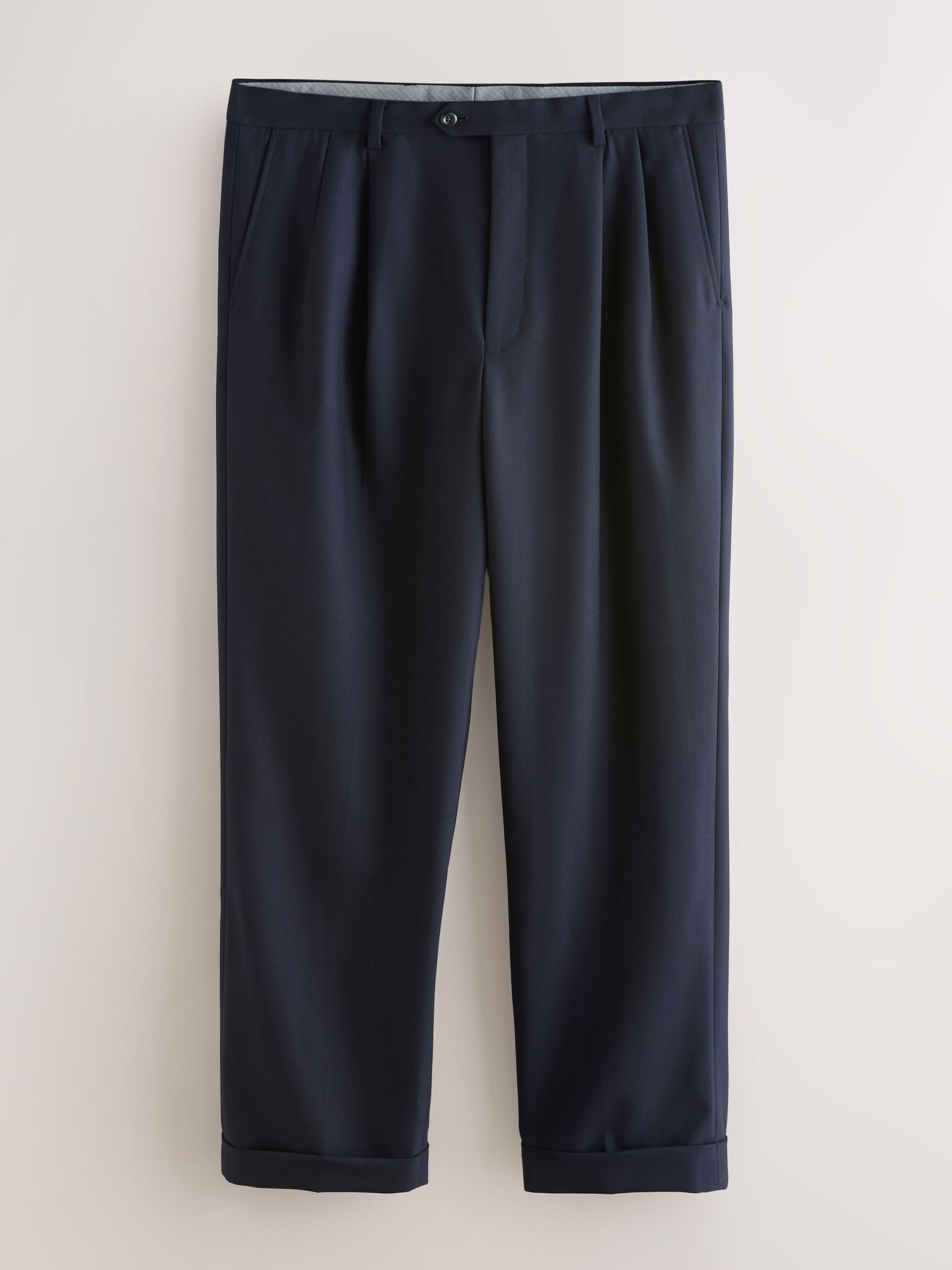 Buy Navy Blue Relaxed Fit Archive Wool Blend Herringbone Texture