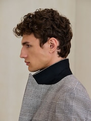 Grey Tailored Fit Cotton Linen Check Suit Jacket - Image 5 of 5