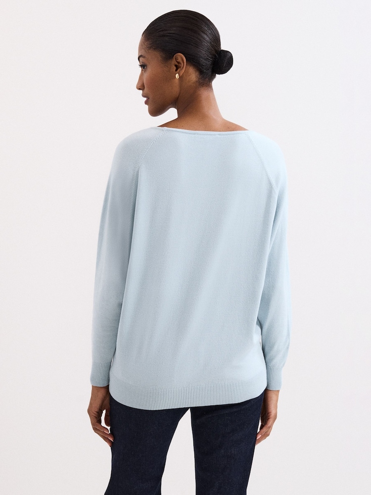Phase Eight Blue Senita Fine Knit V-Neck Jumper - Image 2 of 6 Phase Eight Blue Senita Fine Knit V-Neck Jumper - Image 2 of 6