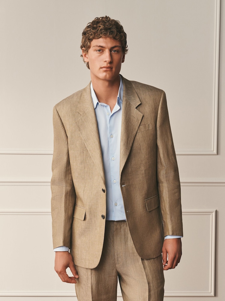 Fauve Marron - Relaxed Fit Archive Linen Suit Jacket - Image 1 de 11