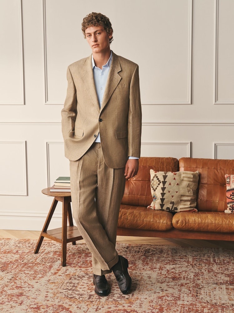 Fauve Marron - Relaxed Fit Archive Linen Suit Jacket - Image 2 de 11