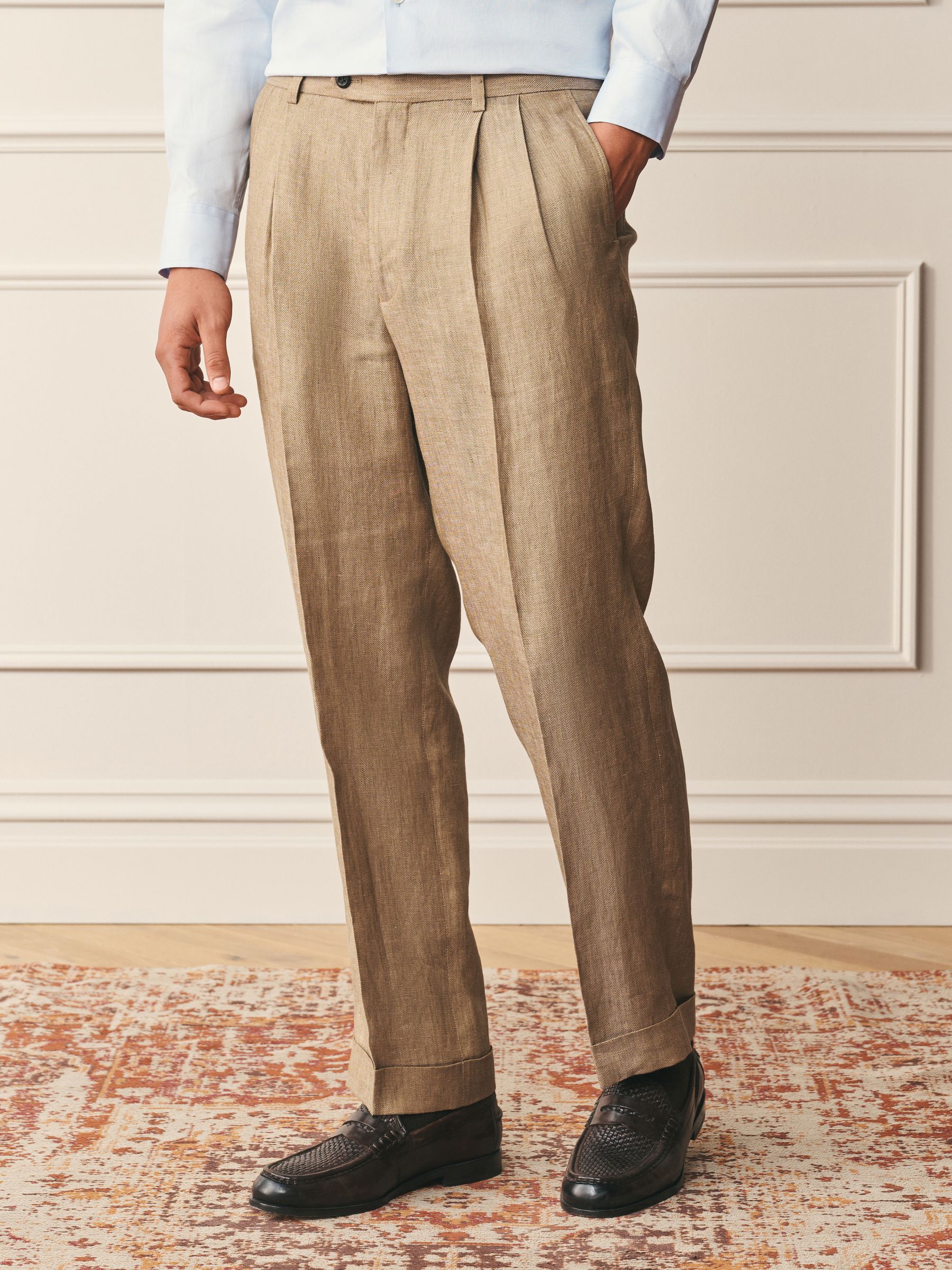 mens pleated linen dress pants Palm Beach 'Original' Natural Linen Pleated Pant
