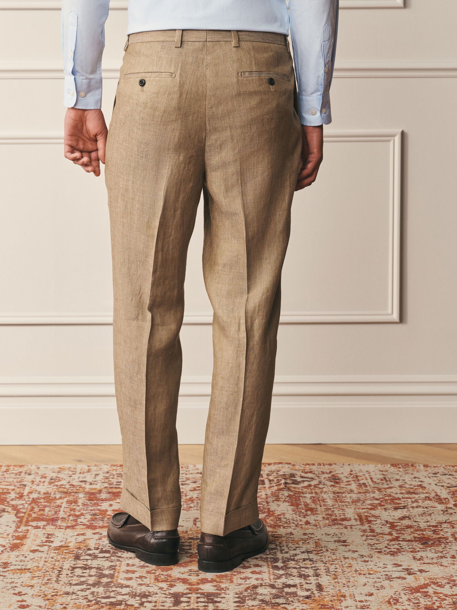 Buy Tan Brown Relaxed Fit Archive Pleated Linen Twin Pleat Suit