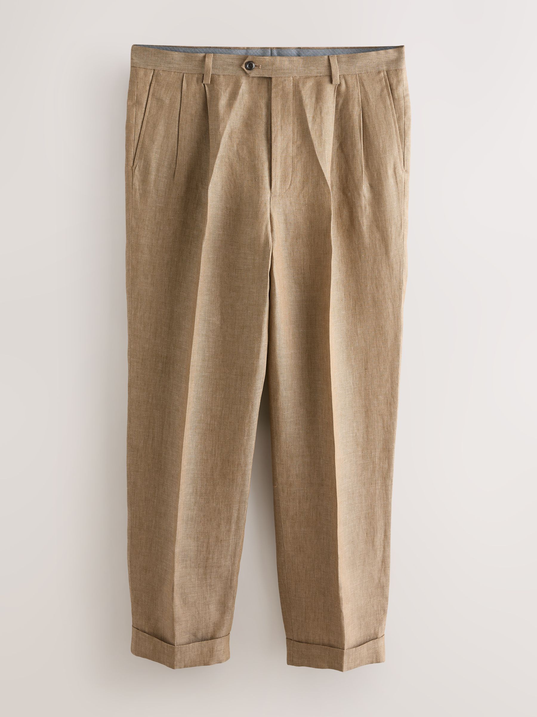 Buy Tan Brown Relaxed Fit Archive Pleated Linen Twin Pleat Suit