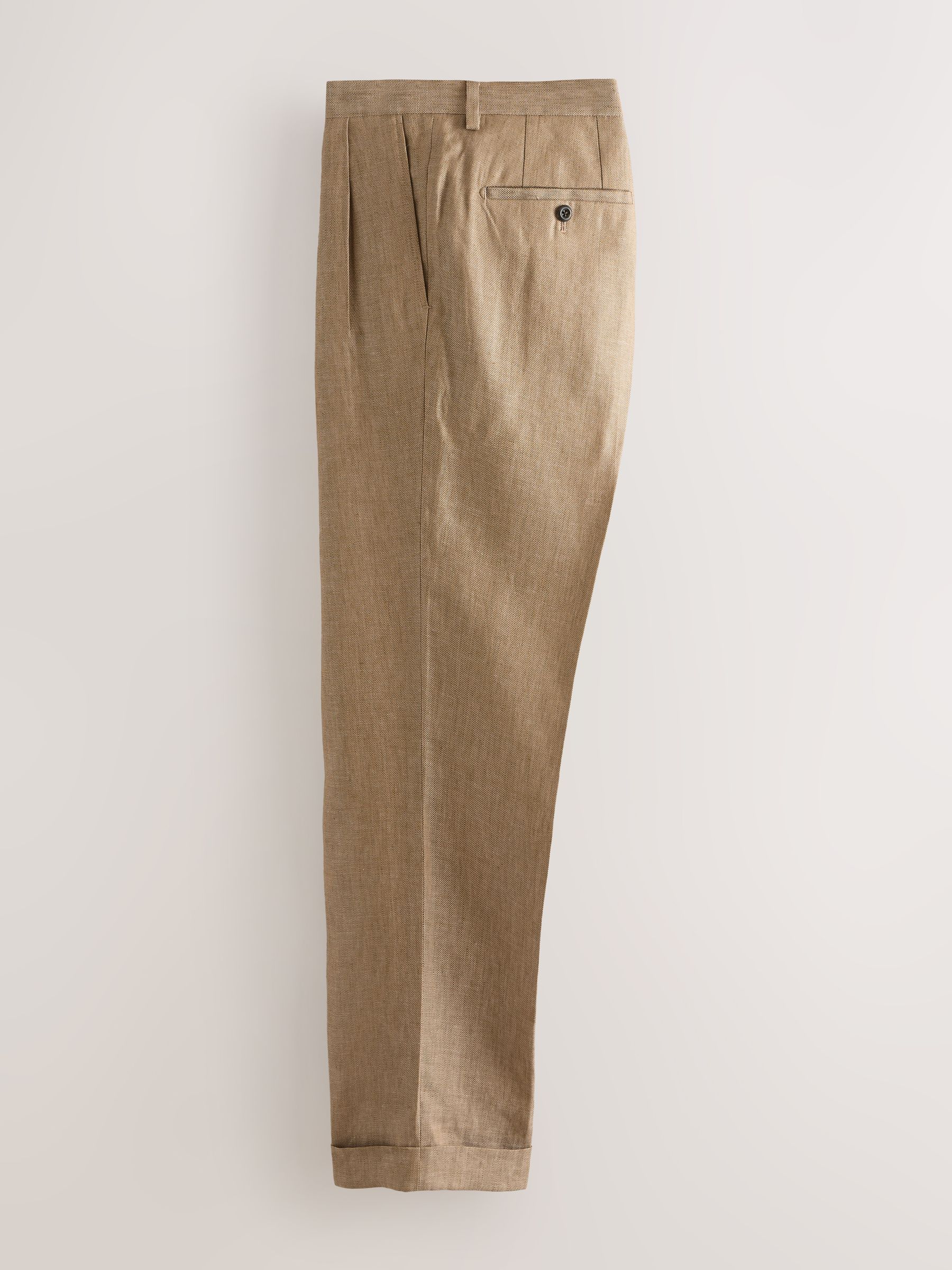Buy Tan Brown Relaxed Fit Archive Pleated Linen Twin Pleat Suit