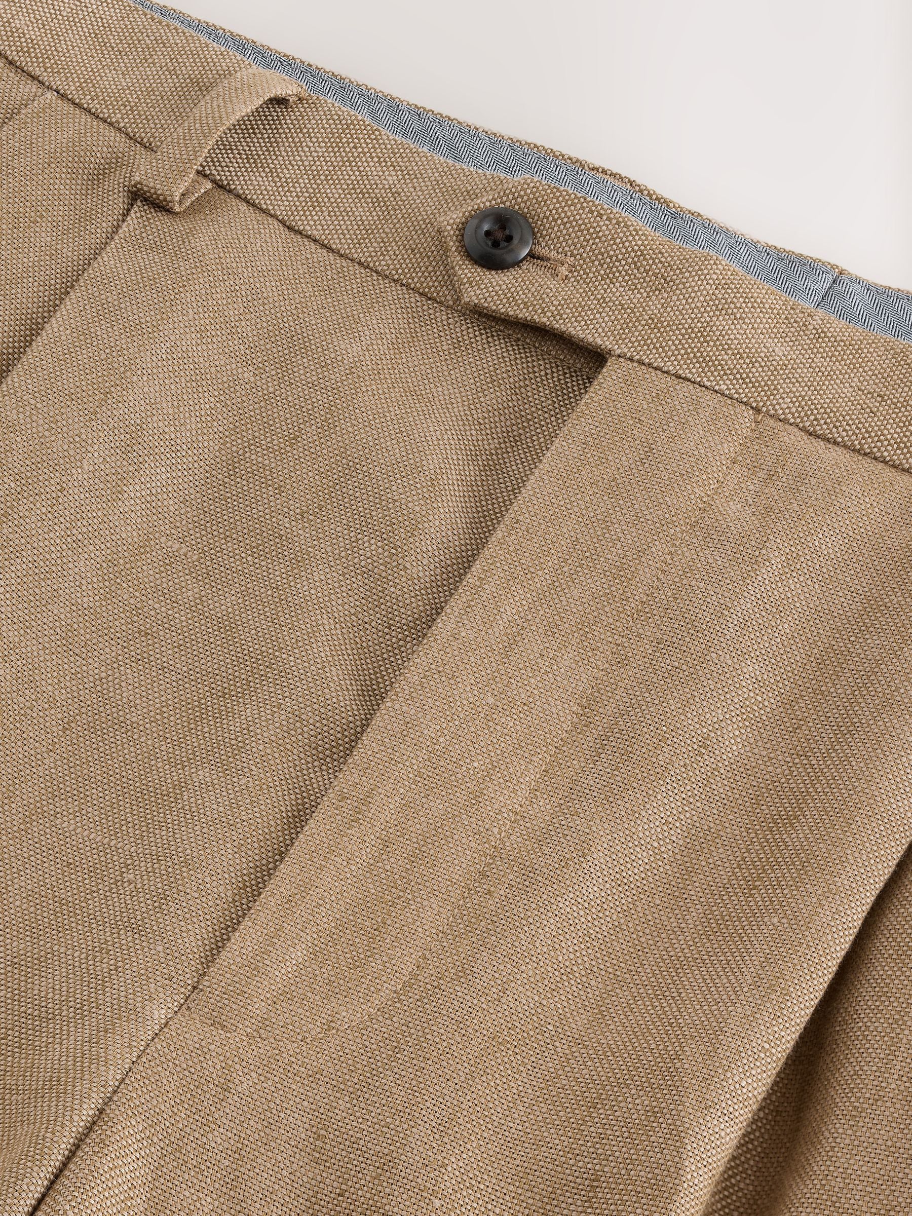Buy Tan Brown Relaxed Fit Archive Pleated Linen Twin Pleat Suit