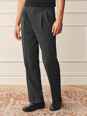 بني - Archive Pleated Seersucker Gingham Texture Suit Trousers - صورة 1 من 11