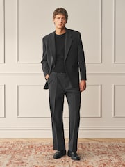 بني - Archive Pleated Seersucker Gingham Texture Suit Trousers - صورة 2 من 11