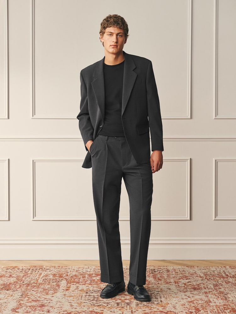 بني - Archive Pleated Seersucker Gingham Texture Suit Trousers - صورة 2 من 11