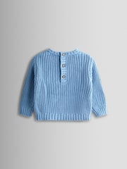 JoJo Maman Bébé Blue Tractor Embroidered Jumper - Image 2 of 3