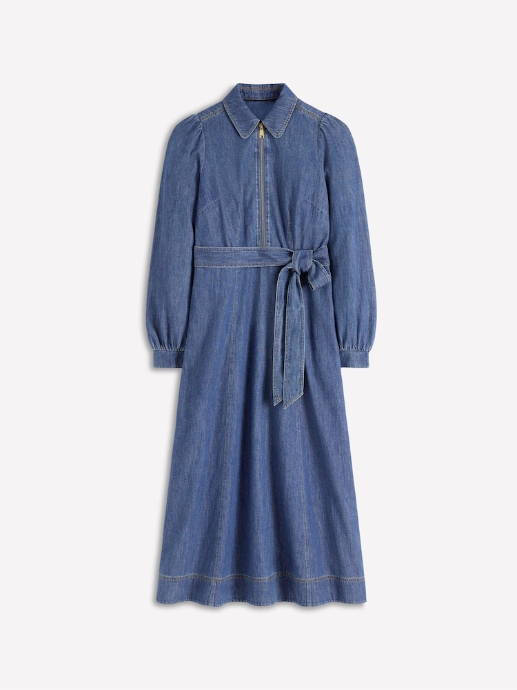 Boden Blue Adelaide Zip Denim Midi Dress - Image 5 of 5