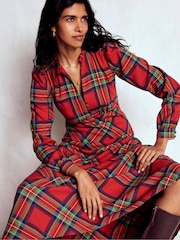 Boden Red Cassie Check Tea Dress - Image 1 of 7