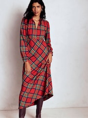 Boden Red Cassie Check Tea Dress - Image 5 of 7