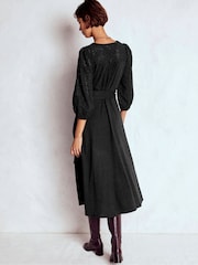 Boden Black Eden Broderie Jersey Dress - Image 3 of 6