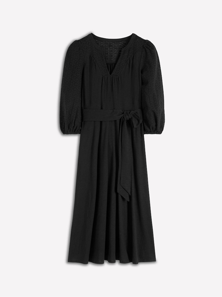 Boden Black Eden Broderie Jersey Dress - Image 6 of 6