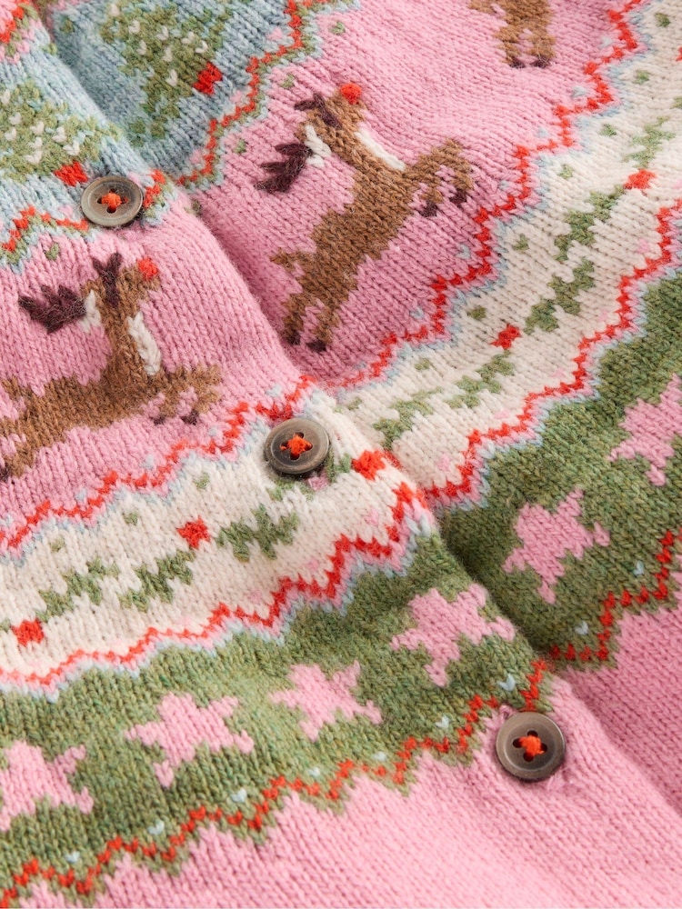 Boden Pink Edie Fair Isle Pattern Cardigan - Image 3 of 3