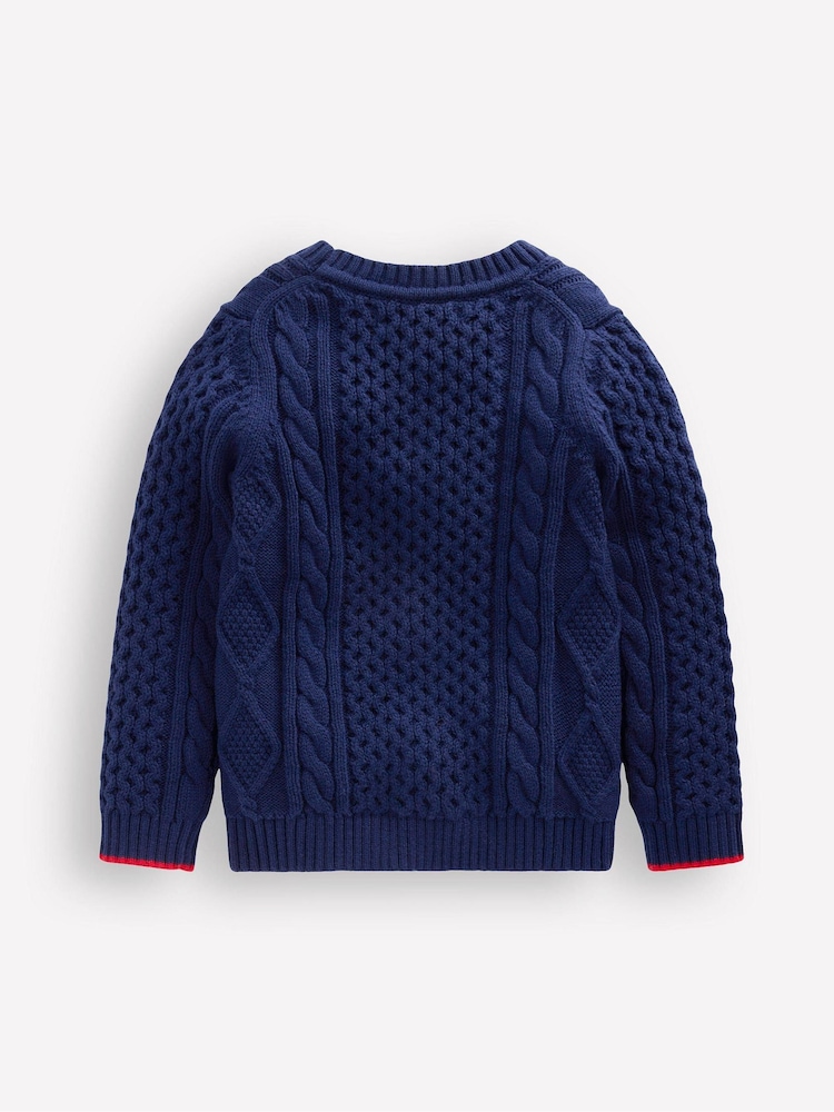 Boden Blue Heritage Cable Cardigan - Image 2 of 3 Boden Blue Heritage Cable Cardigan - Image 2 of 3