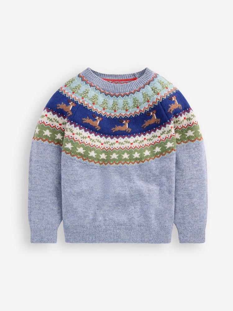 Boden Sky Blue Fair Isle Jumper - Image 1 of 3