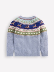 Boden Sky Blue Fair Isle Jumper - Image 2 of 3
