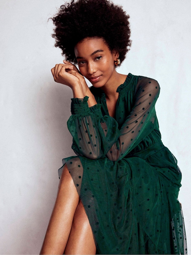 Boden Green Lucille Tulle Midi Dress - Image 1 of 5