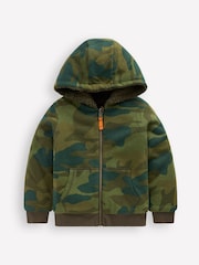 Boden Green Reversible Borg Hoodie - Image 1 of 4